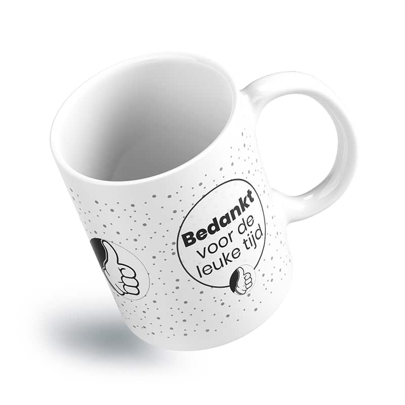 Bedankt voor de leuke tijd mok actie Bedankt voor de leuke tijd mok actie