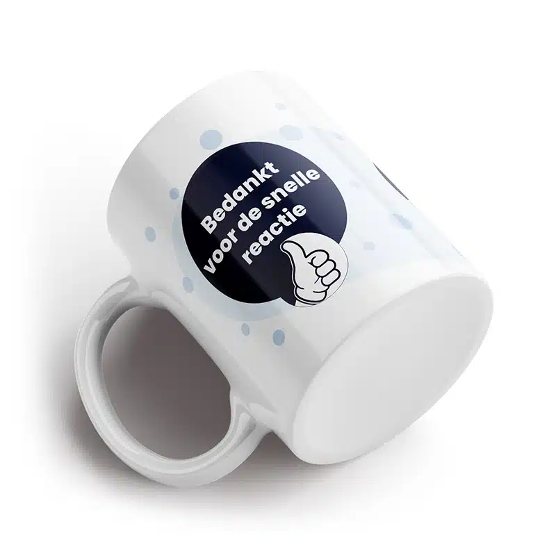 Bedankt voor de snelle reactie mok liggend Bedankt voor de snelle reactie mok liggend