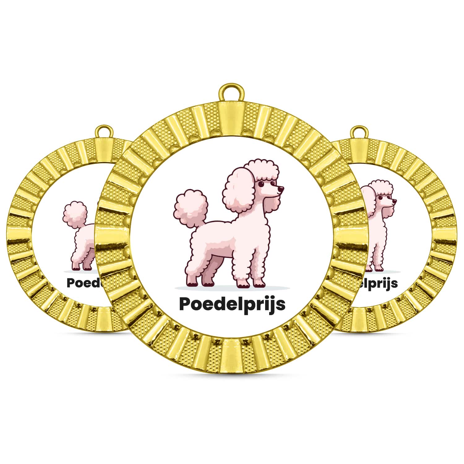 Poedelprijs medaille naast elkaar Poedelprijs medaille naast elkaar